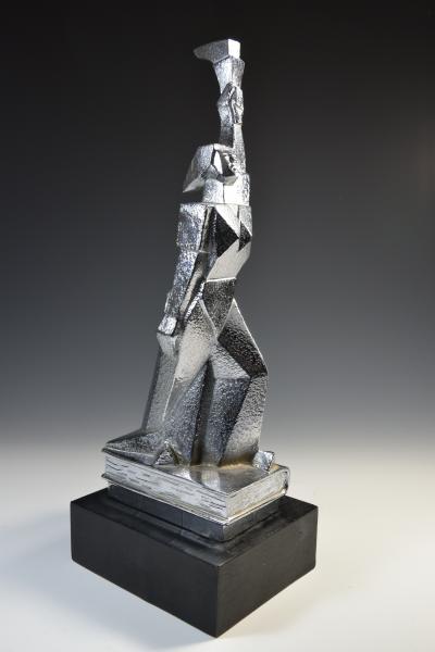 Cubist Monument Bronze Sculpture Woman with a Torch