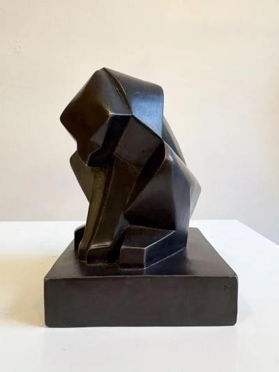 Cubist Sculpture Monkey by J el Martel 1935 Signed