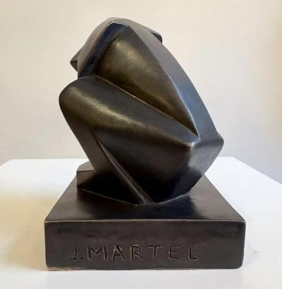 Cubist Sculpture Monkey by J el Martel 1935 Signed