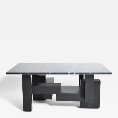 Cubist iron and marble coffee table 1980s 