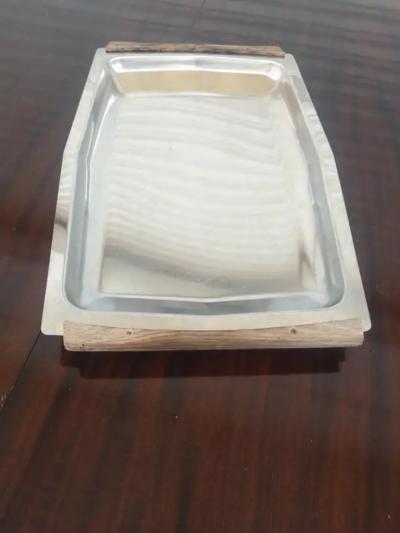 Cultura Italy Cultura Stainless Steel and Teak Serving Platter