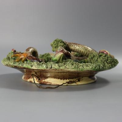 Cunha Palissy Majolica Snake and Lizard Wall Plate