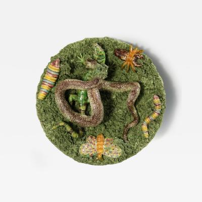 Cunha Palissy Majolica Snake and Lizard Wall Plate