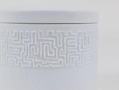 Cuno Fischer Cuno Fischer Rosenthal Studio Linie White Relief Op Art Bowl with Lid 1960s