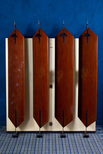 Curious Mid Century Wardrobe with Ceramic Masks Italy 1950