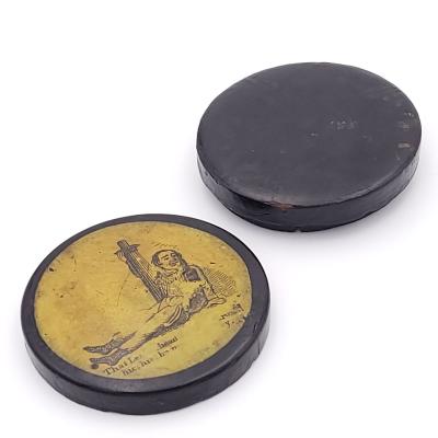 Curious Papier m ch Snuff Box England 19th century