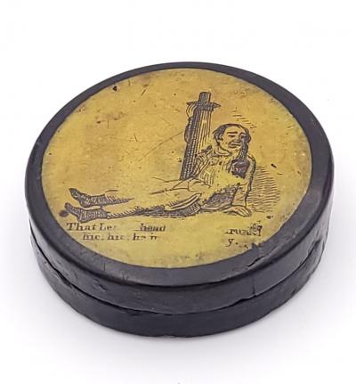 Curious Papier m ch Snuff Box England 19th century
