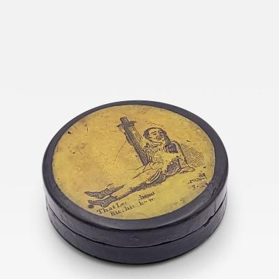 Curious Papier m ch Snuff Box England 19th century