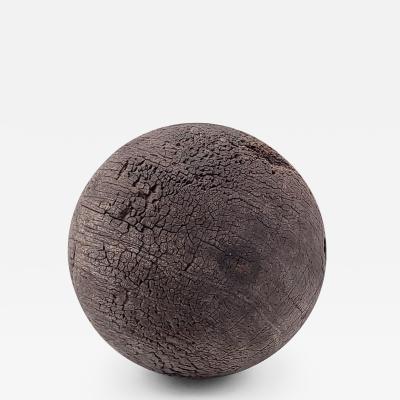 Curious Weathered Antique Wooden Ball 19th Century