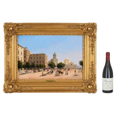 Curt Victor Clemens Grolig Antique oil painting of Place du Gouvernement Algiers by Curt Grolig