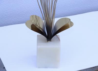 Curtis Jer 1980s Curtis Jere Brass And Onyx Table Sculpture