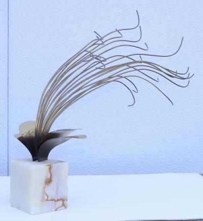 Curtis Jer 1980s Curtis Jere Brass And Onyx Table Sculpture