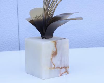 Curtis Jer 1980s Curtis Jere Brass And Onyx Table Sculpture