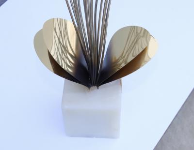 Curtis Jer 1980s Curtis Jere Brass And Onyx Table Sculpture