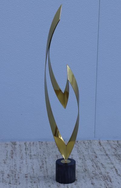 Curtis Jer 1987 Curtis Jere Eternal Flame Brass Floor Sculpture