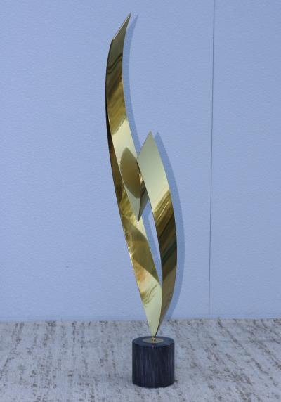 Curtis Jer 1987 Curtis Jere Eternal Flame Brass Floor Sculpture