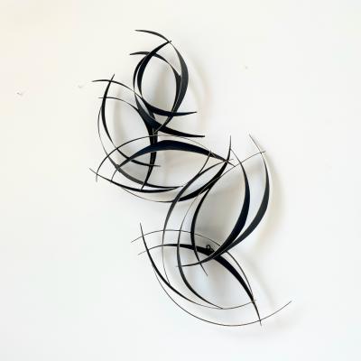 Curtis Jer Abstract Black Metal Wall Sculpture by Curtis Jere Flight 1997