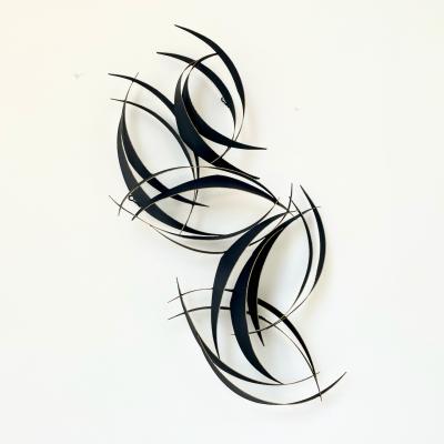 Curtis Jer Abstract Black Metal Wall Sculpture by Curtis Jere Flight 1997