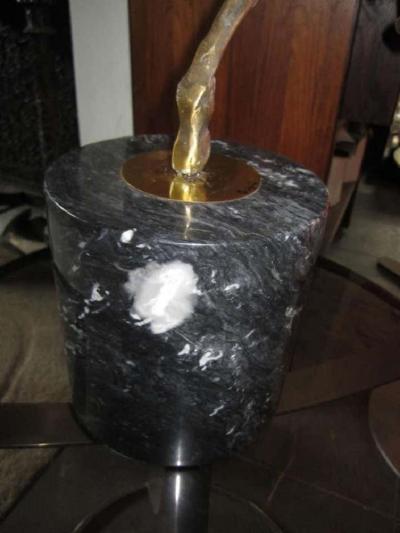 Curtis Jer Abstract Bronze Horse on Black Marble by Curtis Jere Mid century Modern