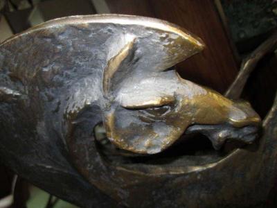 Curtis Jer Abstract Bronze Horse on Black Marble by Curtis Jere Mid century Modern