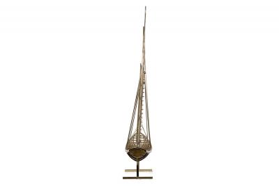 Curtis Jer American Mid Century Brass Model Of Ship By Curtis Jere
