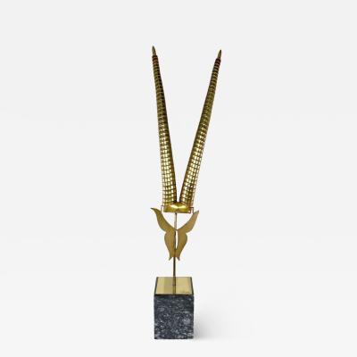 Curtis Jer American Modern Brass Animal Horn Sculpture Curtis Jere