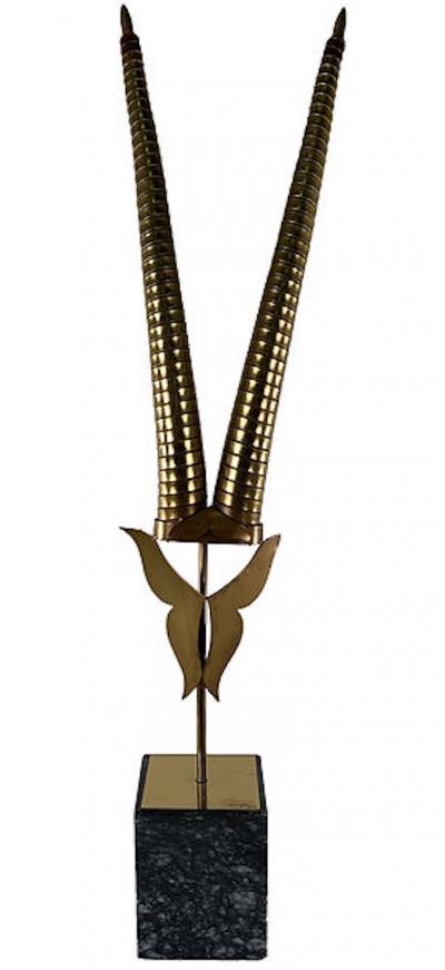 Curtis Jer American Modern Brass Animal Horn Sculpture Curtis Jere