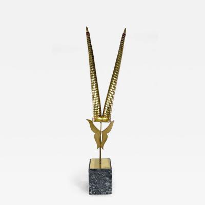 Curtis Jer American Modern Brass Animal Horn Sculpture Curtis Jere