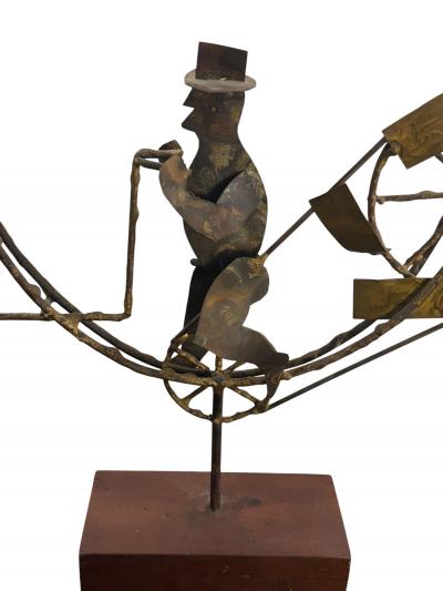 Curtis Jer BRUTALIST MAN DRIVING FLYING MACHINE SCULPTURE BY CURTIS JERE