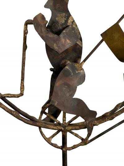 Curtis Jer BRUTALIST MAN DRIVING FLYING MACHINE SCULPTURE BY CURTIS JERE