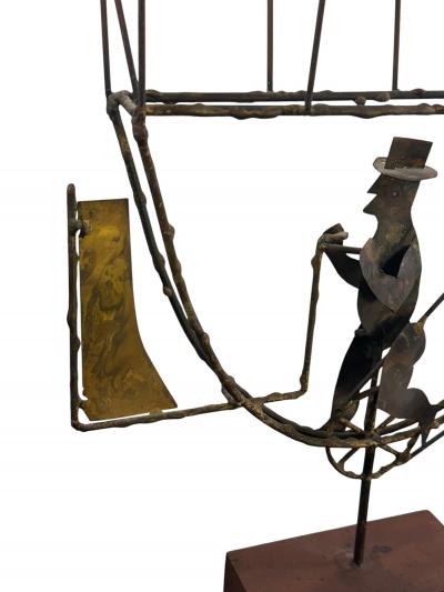 Curtis Jer BRUTALIST MAN DRIVING FLYING MACHINE SCULPTURE BY CURTIS JERE