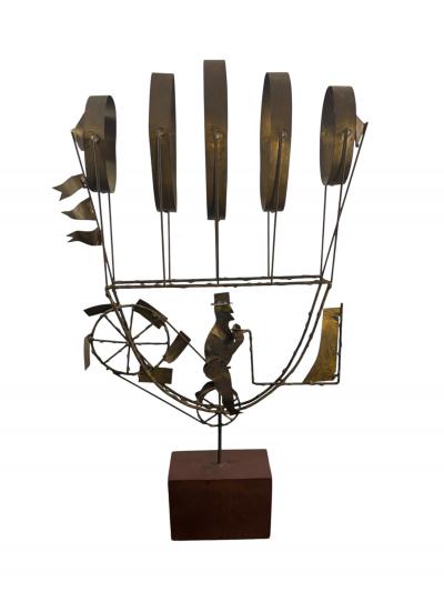 Curtis Jer BRUTALIST MAN DRIVING FLYING MACHINE SCULPTURE BY CURTIS JERE