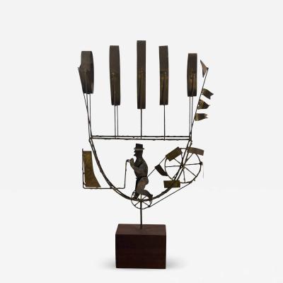 Curtis Jer BRUTALIST MAN DRIVING FLYING MACHINE SCULPTURE BY CURTIS JERE