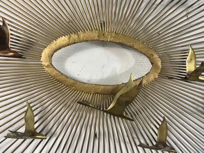 Curtis Jer BRUTALIST SUNBURST WITH BIRDS WALL SCULPTURE BY CURTIS JERE