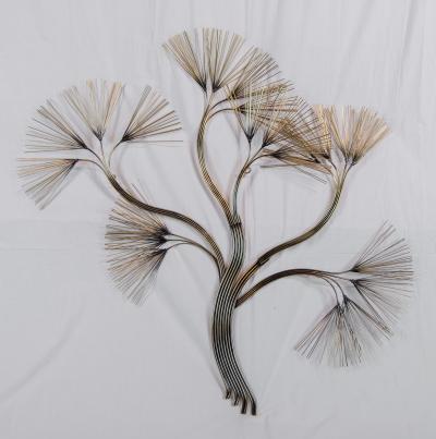 Curtis Jer Bent Metal Rod Assemblage Tree Wall Sculpture