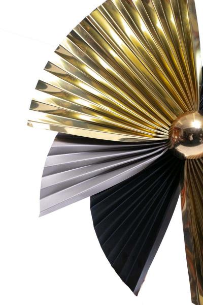 Curtis Jer Brass Chrome and Black Metal Wall Art Attributed to Curtis Jere circa 1980