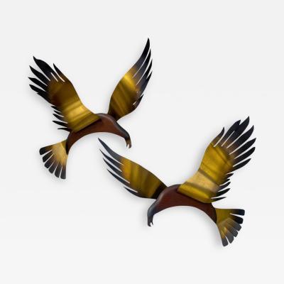 Curtis Jer Brass Plated Seagull Bird Wall Sculpture in Flight Attributed to C Jere a Pair