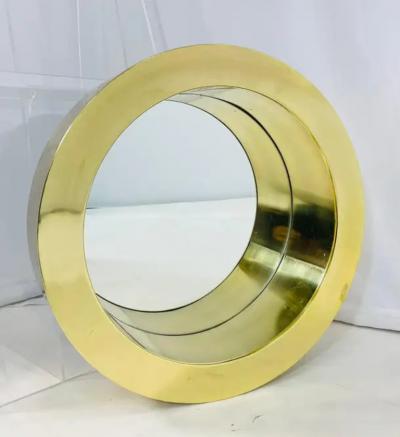 Curtis Jer Brass Port Hole Wall Mirror Attributed to Curtis Jere
