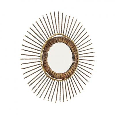 Curtis Jer C Jere Mirror Bronze Copper Sunburst Signed