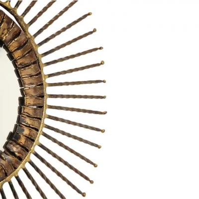 Curtis Jer C Jere Mirror Bronze Copper Sunburst Signed