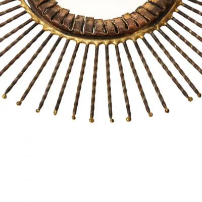 Curtis Jer C Jere Mirror Bronze Copper Sunburst Signed