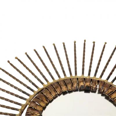 Curtis Jer C Jere Mirror Bronze Copper Sunburst Signed