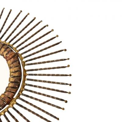 Curtis Jer C Jere Mirror Bronze Copper Sunburst Signed