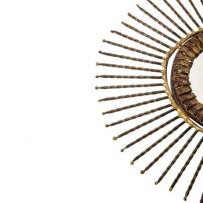 Curtis Jer C Jere Mirror Bronze Copper Sunburst Signed