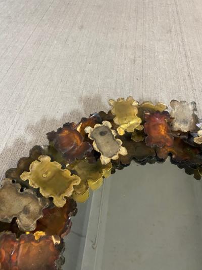 Curtis Jer CURTIS JERE BRUTALIST MIXED METALS TORCH CUT ROUND MIRROR