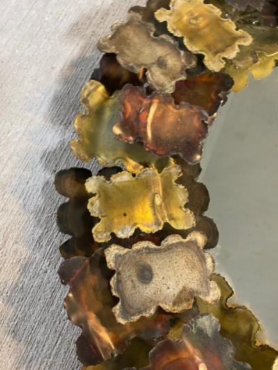 Curtis Jer CURTIS JERE BRUTALIST MIXED METALS TORCH CUT ROUND MIRROR