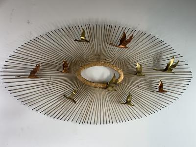 Curtis Jer CURTIS JERE FLYING BIRDS MODERN SUNBURST WALL SCULPTURE