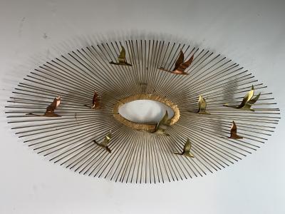 Curtis Jer CURTIS JERE FLYING BIRDS MODERN SUNBURST WALL SCULPTURE