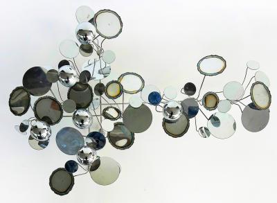 Curtis Jer Curtis Jer Raindrops Mixed Metal Wall Sculpture Signed 1970s