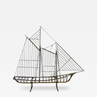 Curtis Jer Curtis Jere Brass Sailing Boat Sculpture